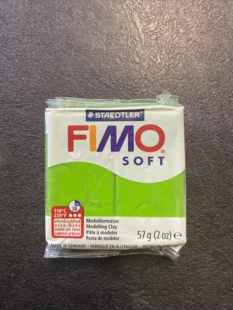 Pâte Fimo soft couleur Vert Pomme n°50, Pain polymère de 57g à