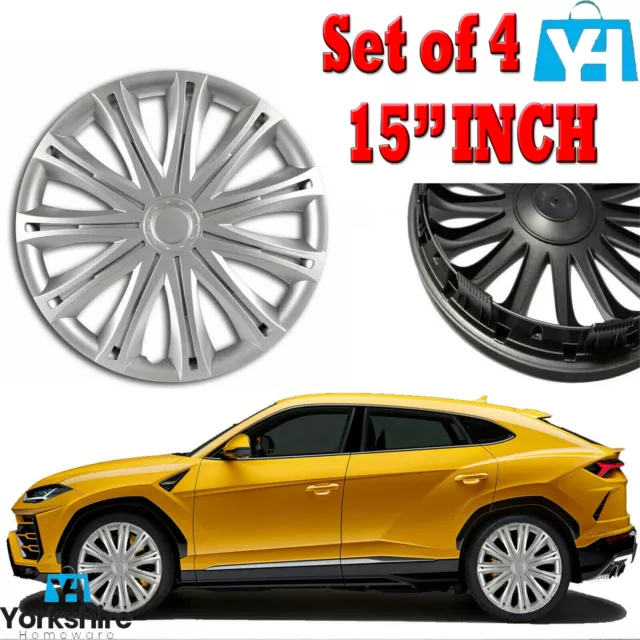 Spark Wheel Trims 15" Hub Caps Car Plastic Covers Set Of 4 Silver Specific Van