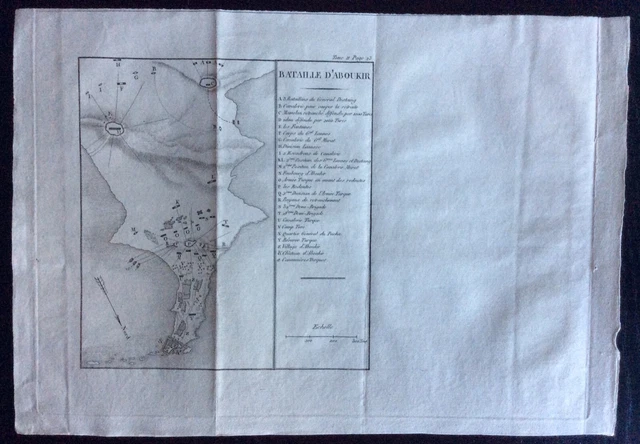 1818 BATAILLE D’ABOUKIR original map Battle Nile battaglia Nilo Nelson