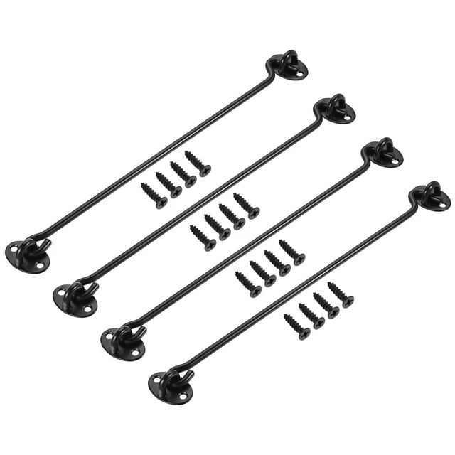 3 Crochets à Oeil Verrouillage Porte/Cabine - Noir - Uxcell - Pour Porte Pivot/Fenêtre