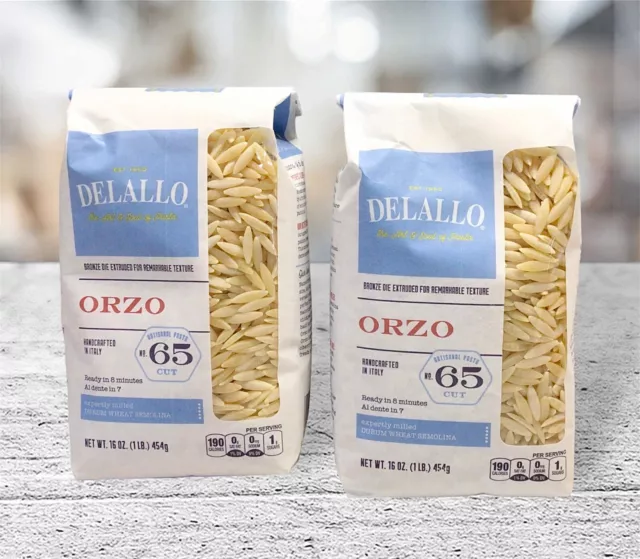 2 DeLalloOrzo Pasta No.65 Cut~Bronze Die~Handcrafted In Italy~1.lb Each