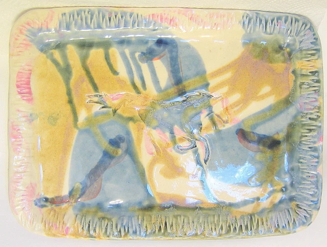 Art Pottery Running Horse Tray Bailey Brown Studio Handcrafted 2002 Canada Sig