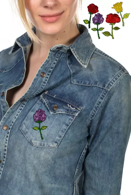 Rose Flower Patch Embroidered Iron On Patches Jacket Badge Dress Jeans Applique 3