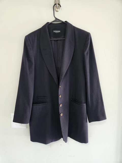 WOMENS NAVY BLUE J. PETERMAN 100% WOOL FIVE BUTTON BLAZER JACKET sz 14 made USA