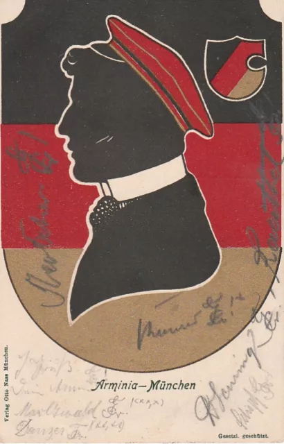 Studentika 1916 Burschenschaft Arminia München Studentica Couleurkarte DB
