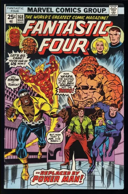 Fantastic Four #168 Marvel 1976 (VF-) Luke Cage Joins FF! L@@K!