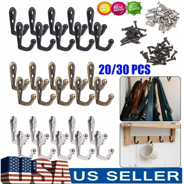 20-30PCS Hanging Metal Single Hook Clothes Hat Coat Robe Wall Door Hangers Hooks