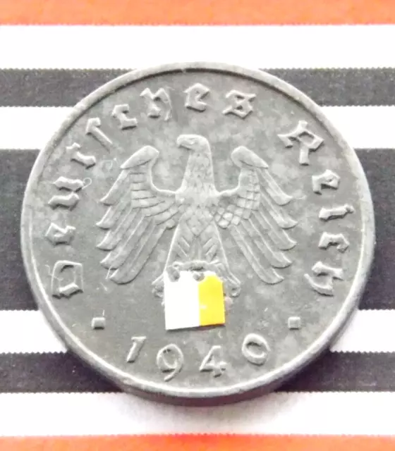 GERMAN Coin 10 REICHSPFENNIG 1940 A Zinc SWASTIKA 3rd Reich WW2 + NICE + Pfennig