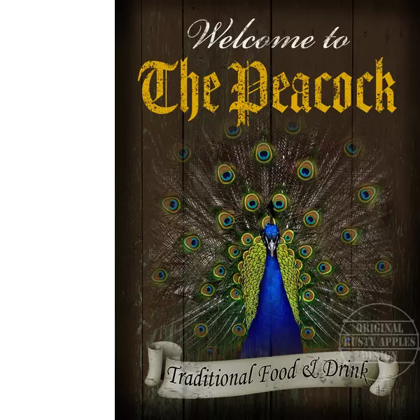 The Peacock Traditional Pub Sign Metal Wall Art Home Décor Home Bar