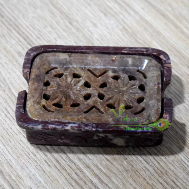 Hand carved Soapstone Soap Dish Holder Rectangle Bathroom Decor Gift Polished