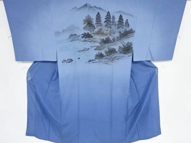 09594# Japanese Kimono / Antique Mens Juban / Distant Mountains