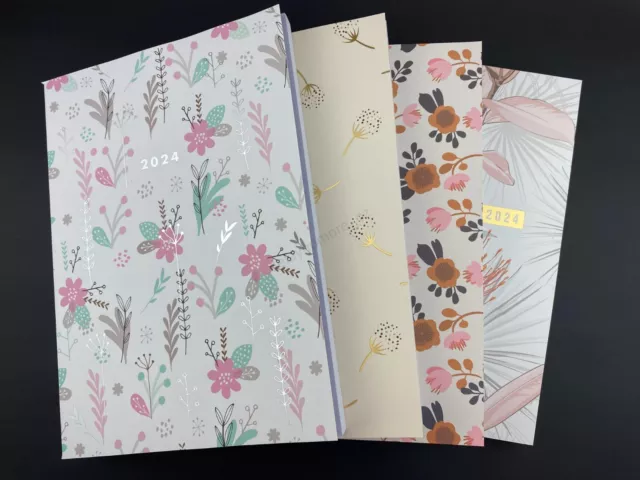 2024 A4 Thin Paper Cover Pocket Diary Day To A Page DTP School Office Planner