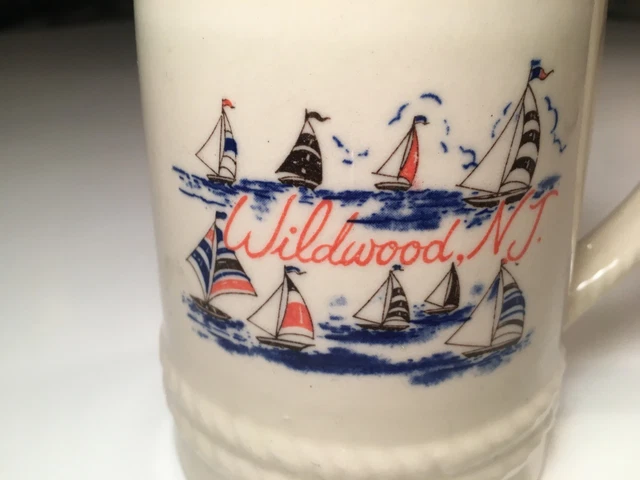 Tasse souvenir en céramique vintage bois sauvage New Jersey pierre voiliers décoration nautique 2