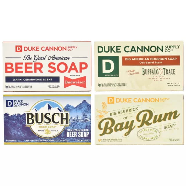 Duke Cannon 3-PACKS of Scented Soap For Men (Buffalo Trace, Busch, Bay Rum)