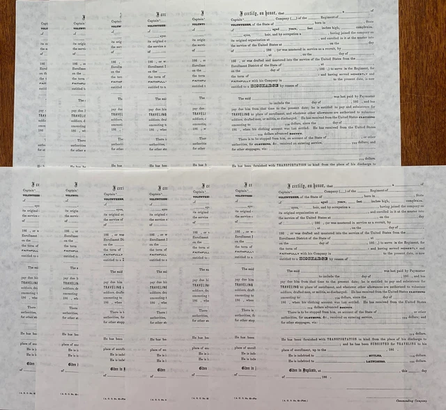Civil War Discharge Paper Blank Forms Civil War Discharge Paper Blank Forms