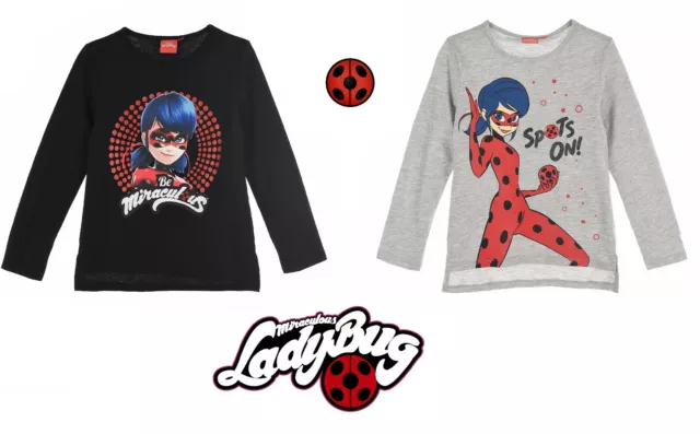 Girls Kids Miraculous Ladybug Officially Licensed Long Sleeve T-Shirt Top