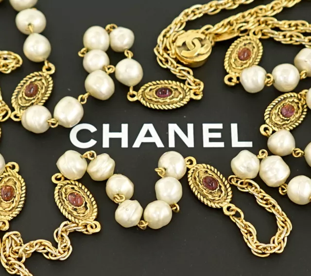 CHANEL, Jewelry, Chanel Double Strand Pearl Crystal Cc Necklace