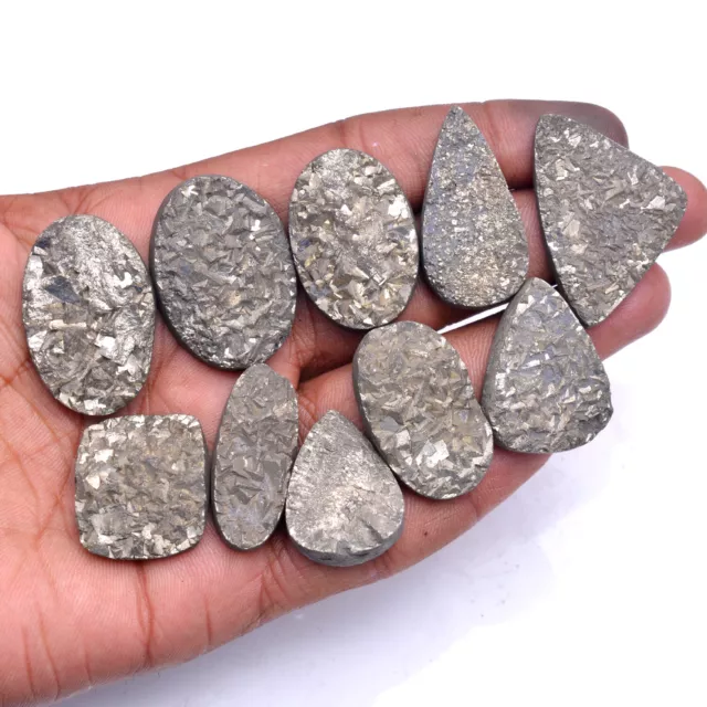 770 Cts AAA+ Natural Pyrite Druzy Untreated Beautiful Gemstones Lot ~ 26mm-38mm