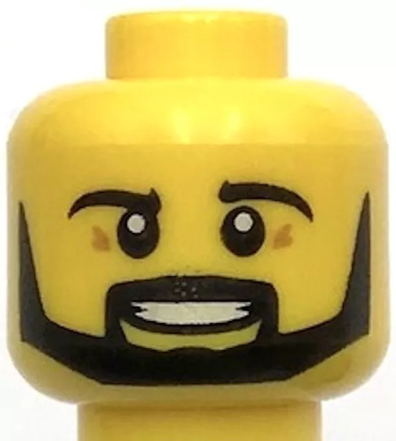 LEGO Nuovo Giallo Figure Mini Testa Barba Nero Angolare Alunni Denti Parte