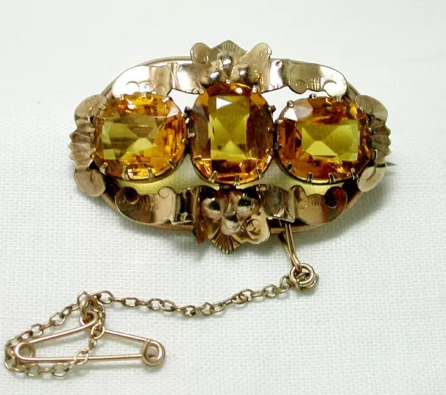 Lovely Victorian Gold Pinchbeck And Citrine Coloured Stone Set Brooch 21338