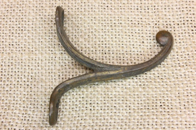 Old Single Coat Hook 1850’s School Farmhouse Wardrobe Rare Antique Cast BRASS!