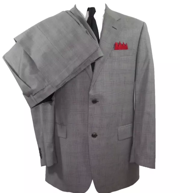 Michael Kors Pure Wool Black Glen Plaid Two Piece Italian Mens Suit 35x33 42 L