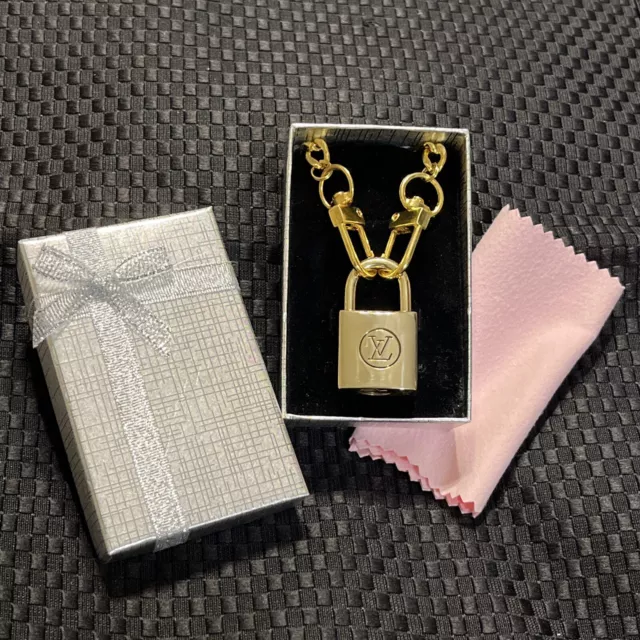Louis Vuitton Authentic Lock With 20” Chain Necklace LV Padlock Pendant #203