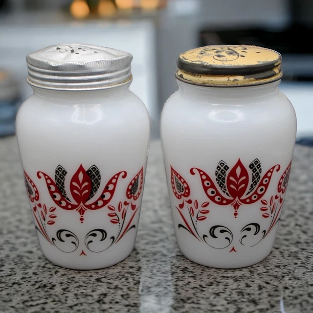 Fire-King チューリップ柄 ソルト&ペッパー セット 2025年最新