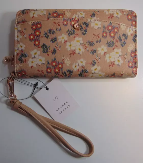 LC Lauren Conrad Zip Around Sade Wallet Ditzy Floral with Wrist Strap NWT