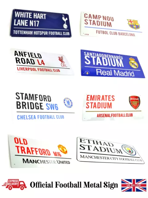 Football METAL STREET Sign Official Merch Liverpool Arsenal Chelsea & More Clubs