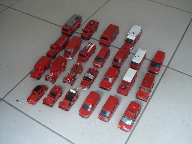 Lot De 6 Miniatures Pompiers France – Solido 1/50 – Occasion – Manques Certains Accessoires