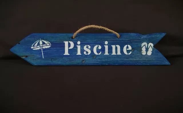 Panneau Bois Flotté "Piscine" Déco Réalisation Artisanale Unique Originale