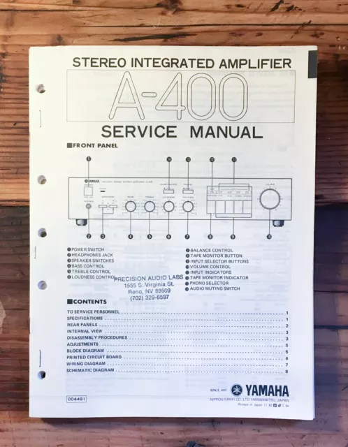 Yamaha A-400 Amplifier Service Manual *Original*
