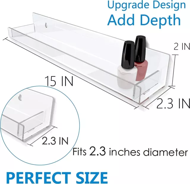 4 Pack Nail Polish Rack Wall Mounted Shelf Clear Acrylic Holder Organizer