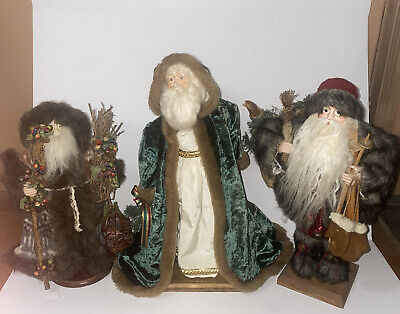 3 Vintage Old World Style Santa Claus Centerpiece.   Stands 20 inches tall!