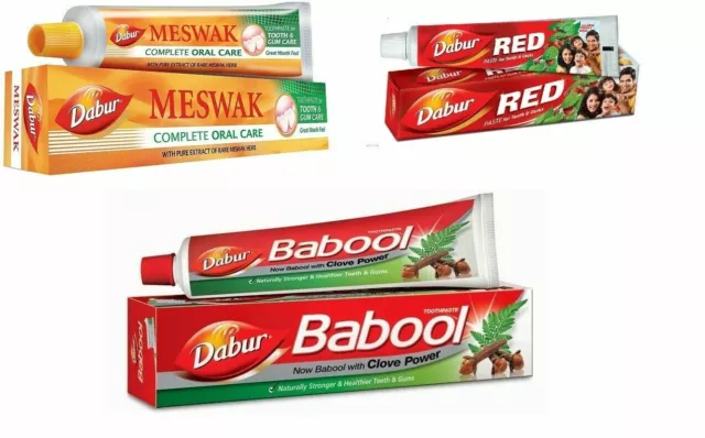 Dabur Toothpaste Meswak Red Babool Miswak Herbal Non Flouridated Dental Care