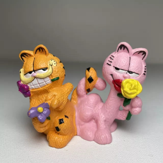 Vintage Garfield & Arlene 2.5" Cartoon Cats Love Figure Applause Paws Decopac
