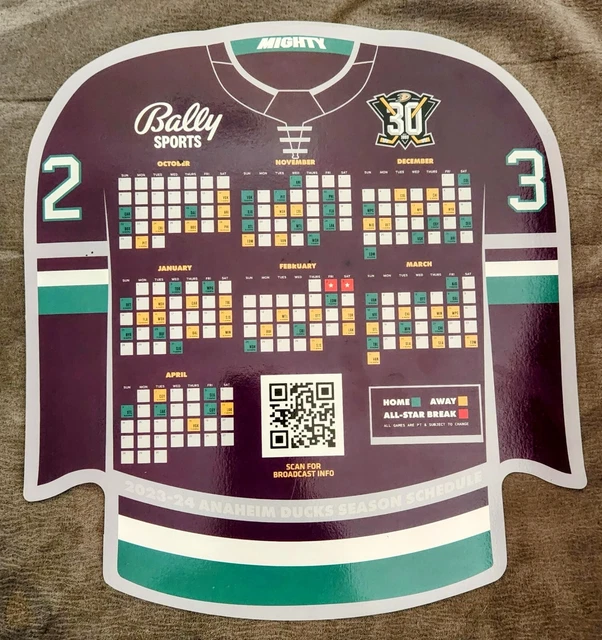 Anaheim Ducks 2023 - 2024 Schedule