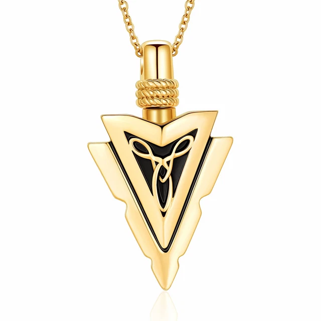Mens Urn Necklace Ashes Tribal Spearpoint Arrowhead Memorial Cremation Pendant