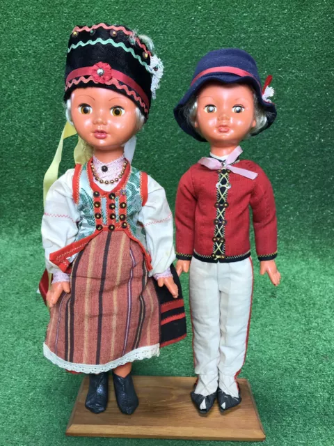 Vintage Ornate Hand Made Outfits Boy Girl Pair 20” Dolls. Beautiful