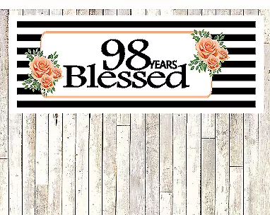 Number 98- 98th Birthday Anniversary Party Blessed Years Wall Decoration Banner
