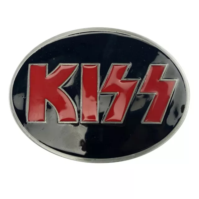 KISS Belt Buckle logo black red Gene Paul Ace Peter Zinc Alloy rock metal