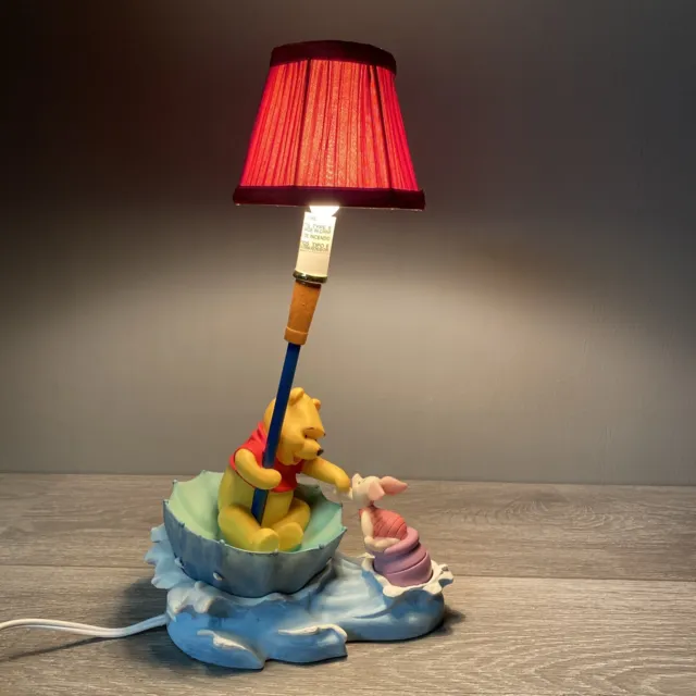 Disney Winnie the Pooh On Water In Umbrella & Piglet Table Lamp 12in w/Shade
