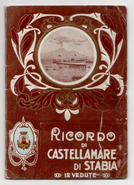 A4  Cartolina  Castellammare Di Stabia 12 Vedute Inizio 900 Soffietto Napoli