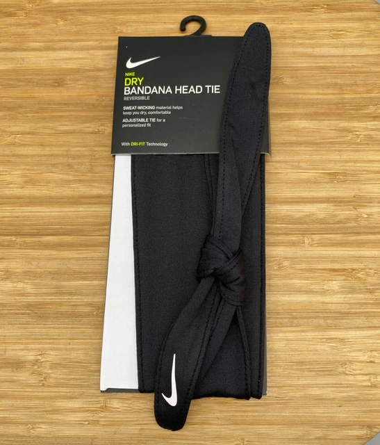 Nike Headband Bandana Black Reversable Dri-Fit Dry Head Tie Mens Womens Kids