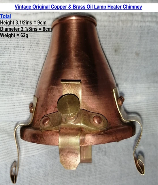 OIL LAMP HEATER Chimney Copper & Brass Belgium Ardent Sepulchre £25.95