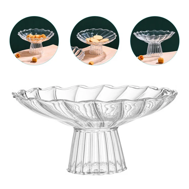 Tazón decorativo de vidrio recipiente para servir bocadillos plato de pastel con patas
