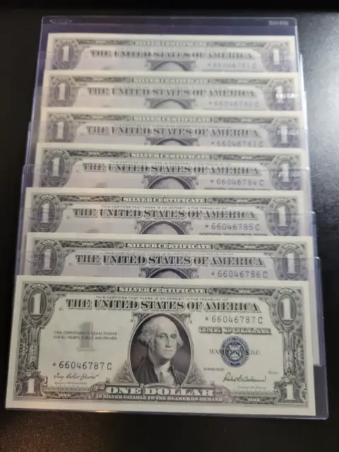 1957G (7) one dollar silver certificate consecutive star notes uncirculated !!!