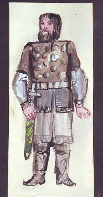 Art Deco Knight Costume Man Portrait Gouache Painting