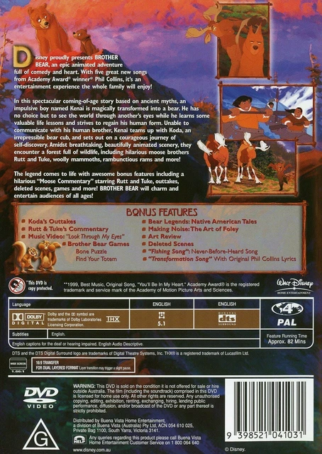 Brother Bear DVD (Region 4) VGC Walt Disney Collection 2